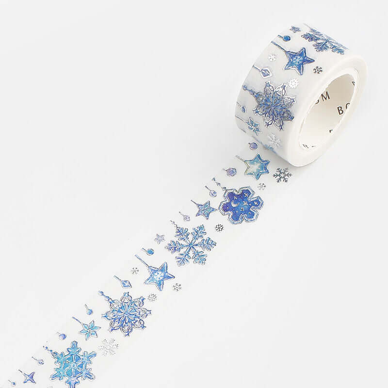 BGM Blue and Silver Snowflake Washi Tape