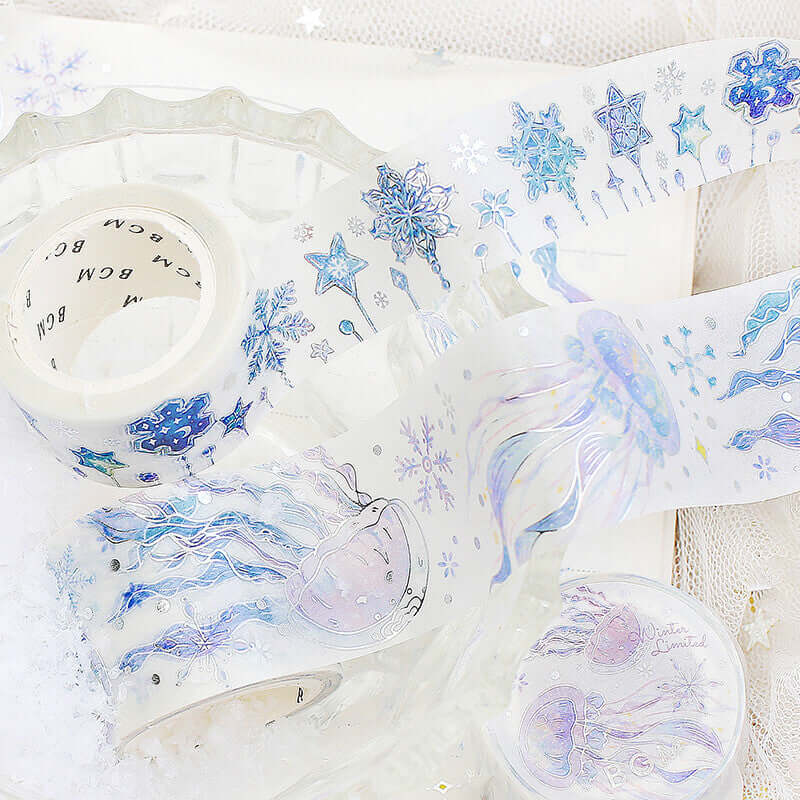 BGM Blue and Silver Snowflake Washi Tape