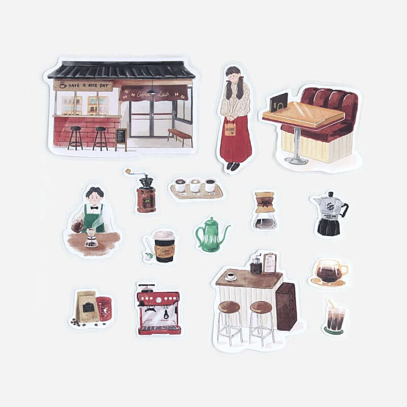 BGM Decorative Stickers Coffee Shop Linen Paper Stickers