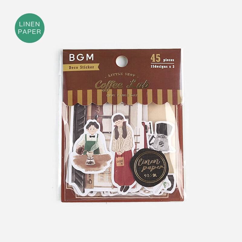 BGM Decorative Stickers Coffee Shop Linen Paper Stickers