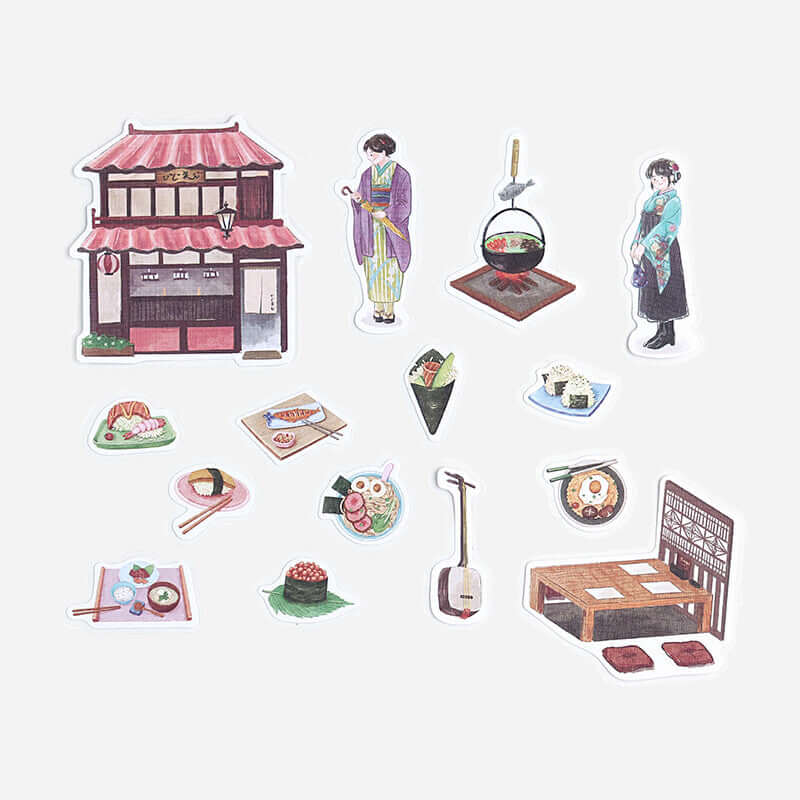 BGM Decorative Stickers Japanese Restaurant Linen Paper Stickers