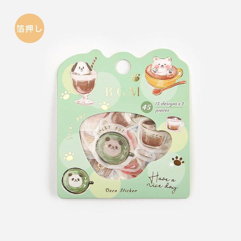 BGM Decorative Stickers Kawaii Coffee Cup Latte Art Washi Stickers