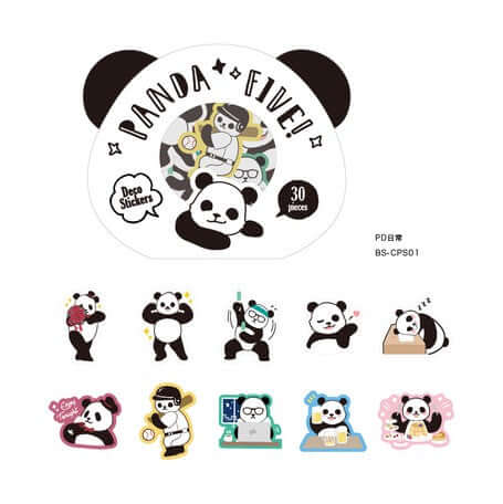 BGM Decorative Stickers Panda Five Washi Stickers