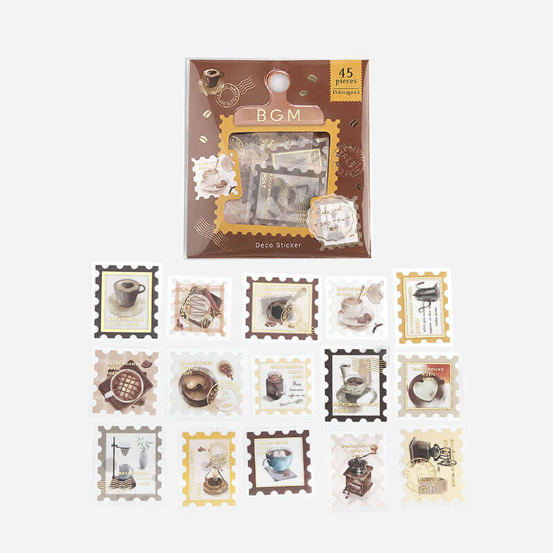 BGM Decorative Stickers Postage Stamp Coffee Washi Stickers