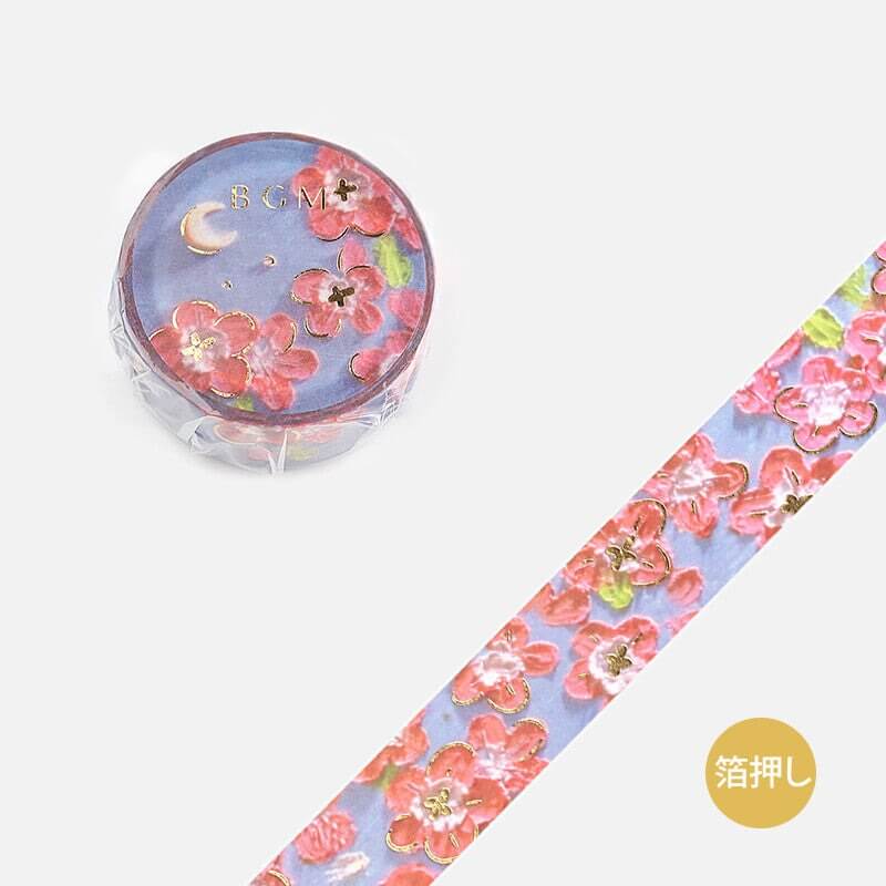 BGM Washi Tape Oil Pastel Flowers and Moon Washi Tape