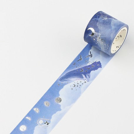 BGM Washi Tape Whale and Moon Phase Wide Washi Tape