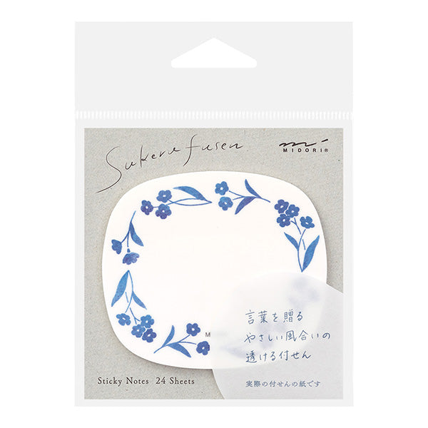 Midori Midori Sticky Notes Transparency [Blue Flowers]