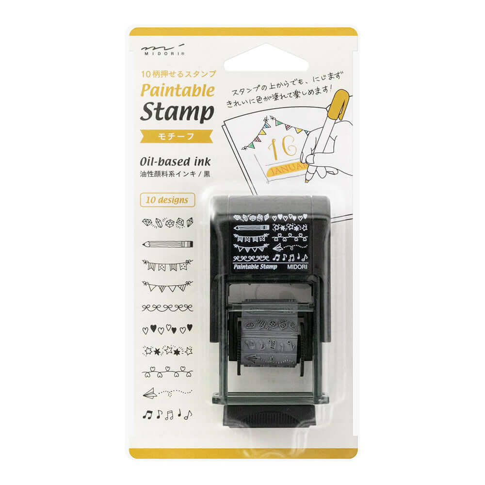 Midori Rubber Stamp Midori Japan Paintable Rotating Stamp with Borders and Banners