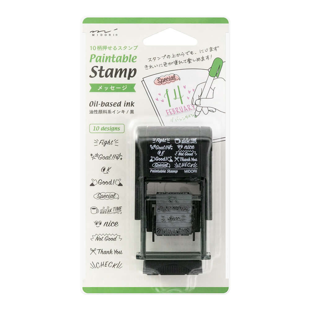Midori Rubber Stamp Midori Japan Paintable Rotating Stamp with Phrases