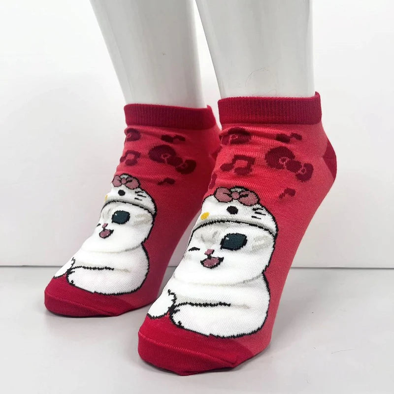 Mofusand Mofusand x Sanrio Hello Kitty Red Socks 22-25cm