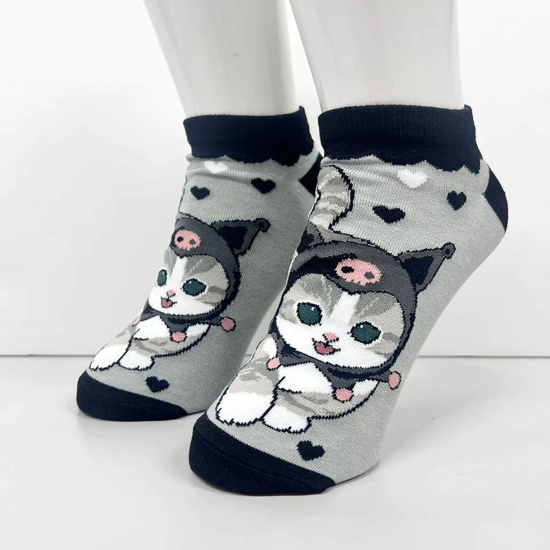 Mofusand Mofusand x Sanrio Kuromi Grey Socks