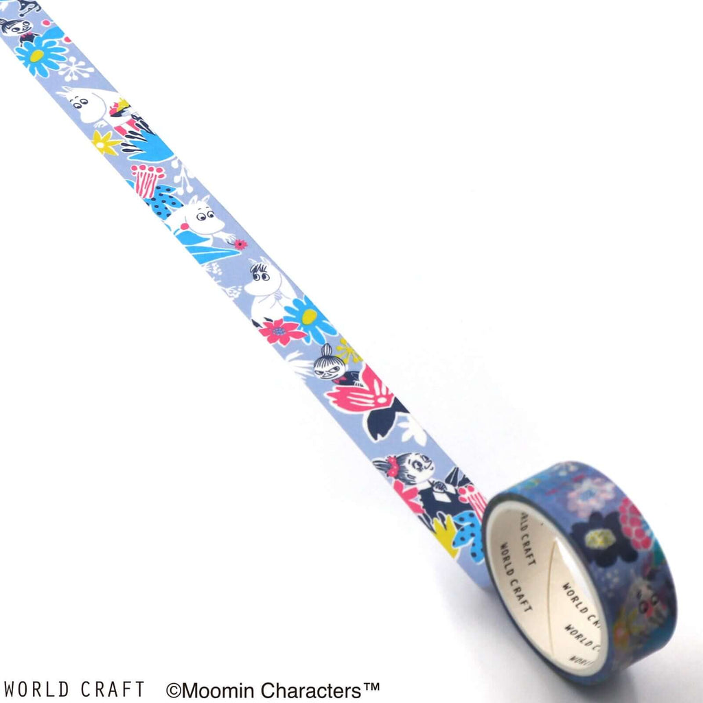 Moomin Decorative Tape Blue Flowers Official Moomin Washi Tape