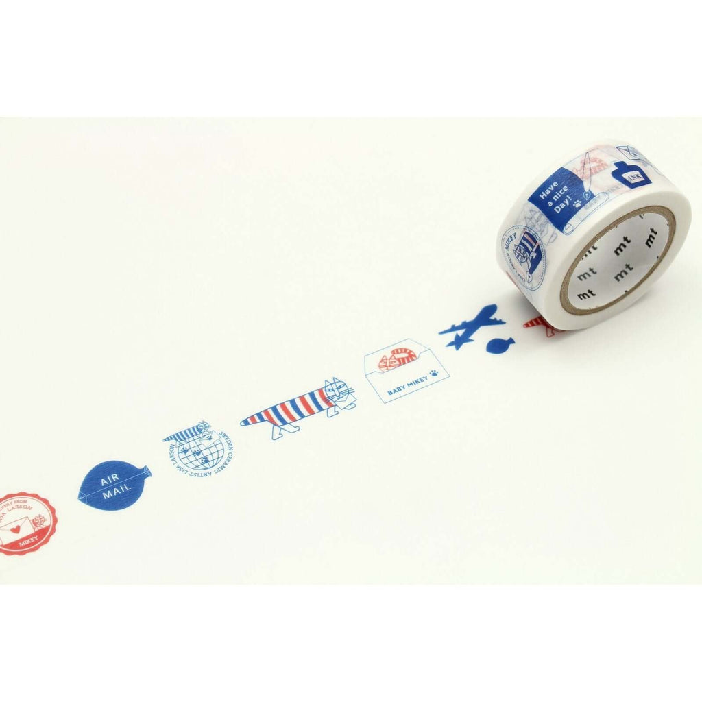 MT Tape MT x Lisa Larson Letter Mikey Cat Blue and Red Washi Tape