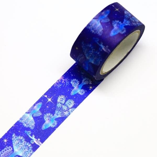 Saien Decorative Tape Dark Blue Aquarium Washi Tape