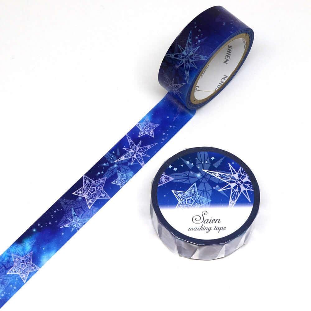 Saien Decorative Tape Dark Blue Stargazing Washi Tape