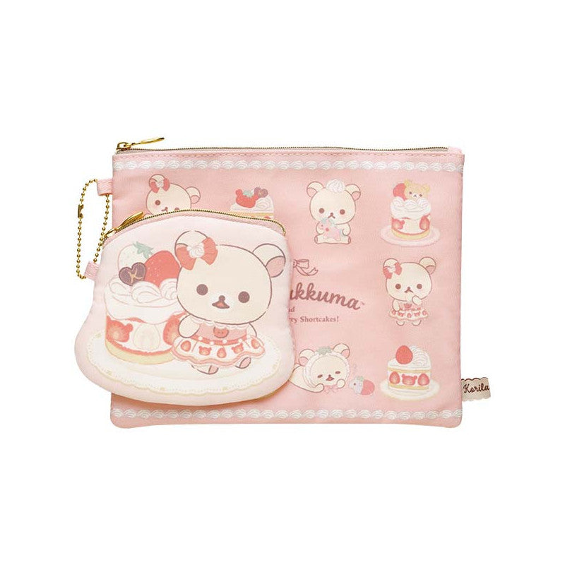 San-X Korilakkuma Strawberry Shortcake Flat Pouch Set [Korilakkuma Store]