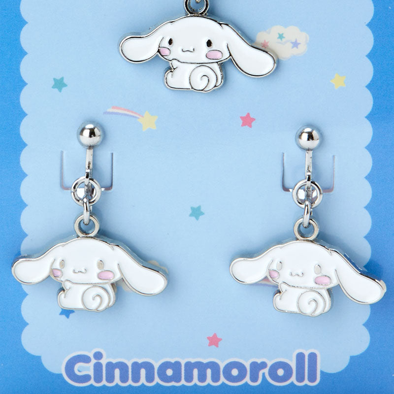 Sanrio Original Cinnamoroll Necklace and Clip-On Earrings Set