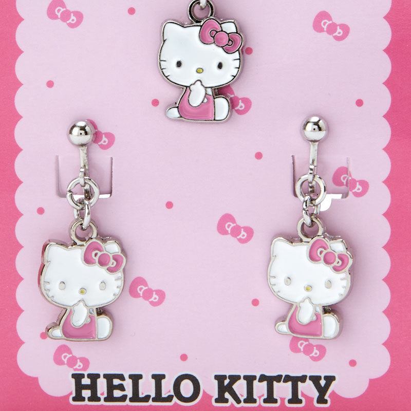 Sanrio Original Hello Kitty Necklace and Clip-On Earrings Set