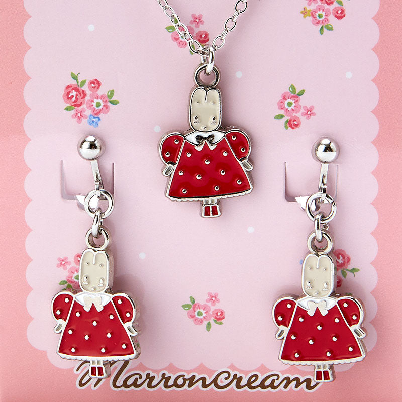 Sanrio Original Marron Cream Necklace and Clip-On Earrings Set