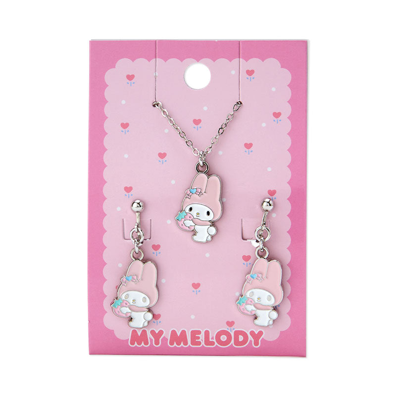 Sanrio Original My Melody Necklace and Clip-On Earrings Set