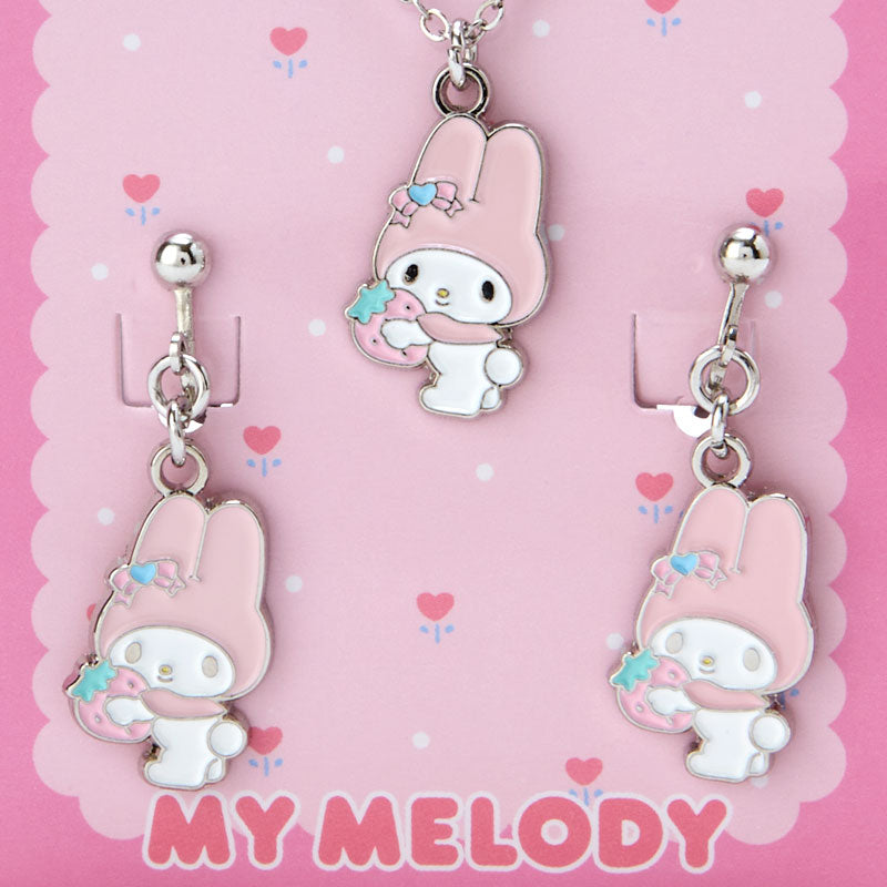 Sanrio Original My Melody Necklace and Clip-On Earrings Set