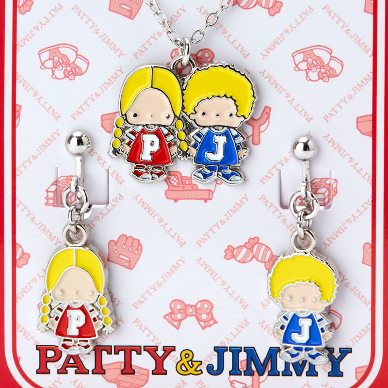 Sanrio Original Patty and Jimmy Necklace and Clip-On Earrings Set