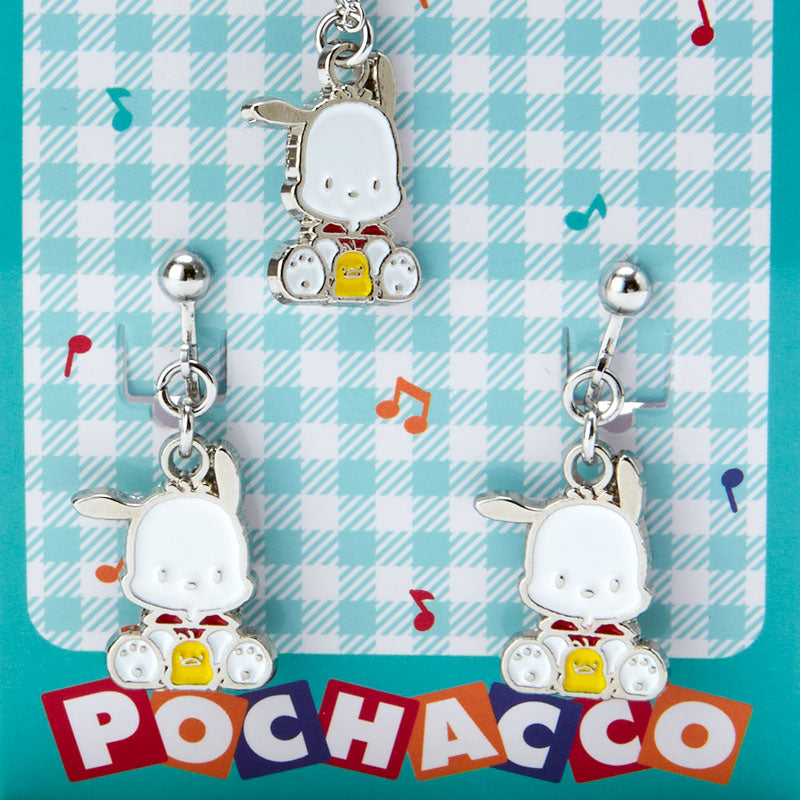 Sanrio Original Pochacco Necklace and Clip-On Earrings Set
