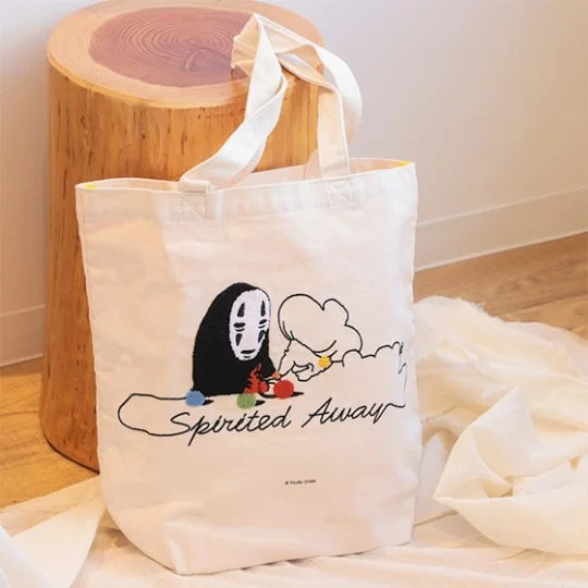 Studio Ghibli Spirited Away Vertical Embroidery Canvas Tote Bag