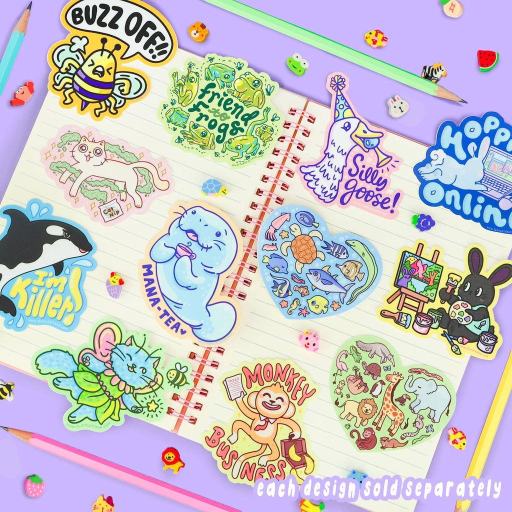 Ocean Animal Heart Turtle Fish Eel Octopus Vinyl Sticker – oshoppu