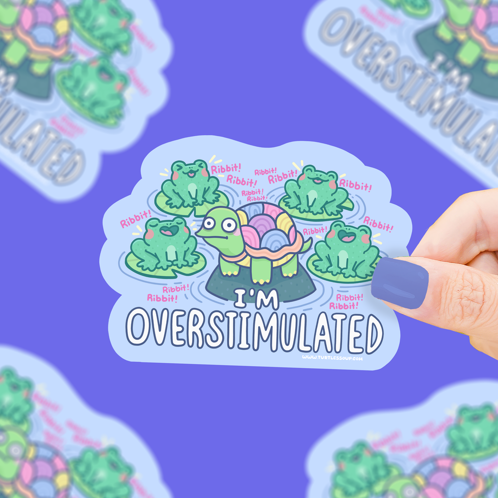 Overstimulated, Turtle, Frogs, Anxious, Vinyl Sticker – oshoppu