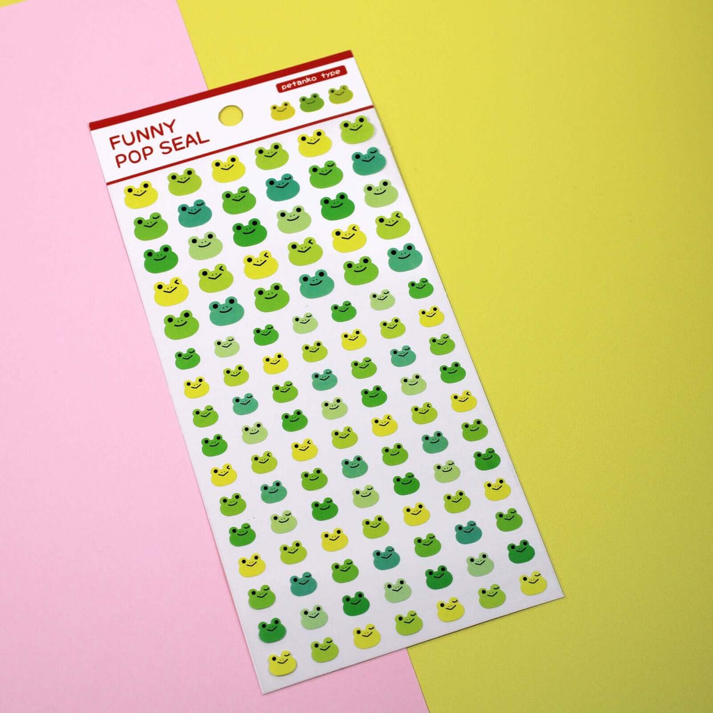 World Craft Decorative Stickers Kawaii Green Frog Face Sticker Sheet