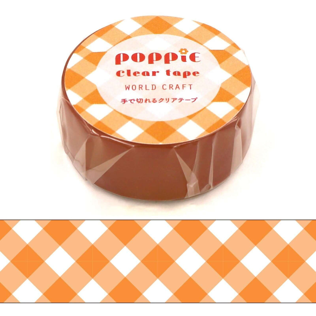 World Craft Decorative Tape Poppie Orange Check PET Tape