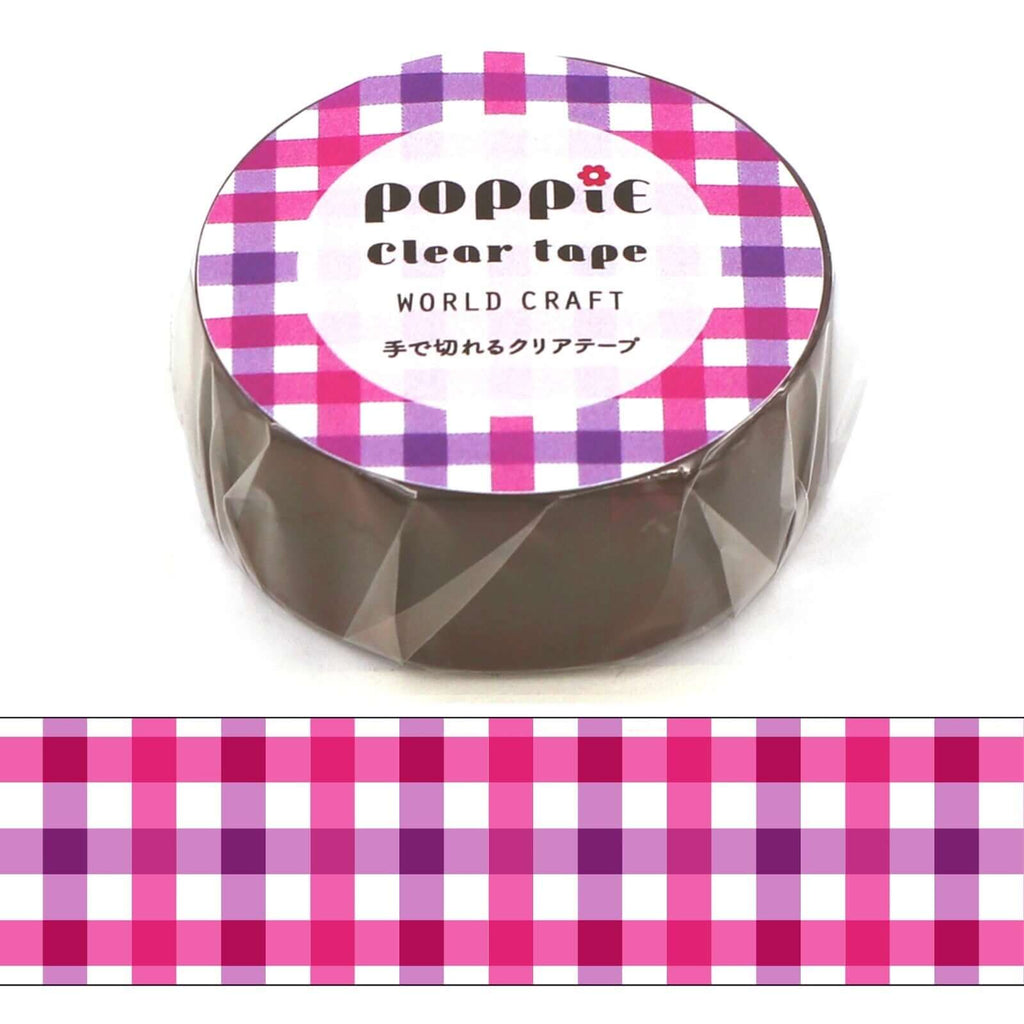 World Craft Decorative Tape Poppie Purple and Pink Check PET Tape