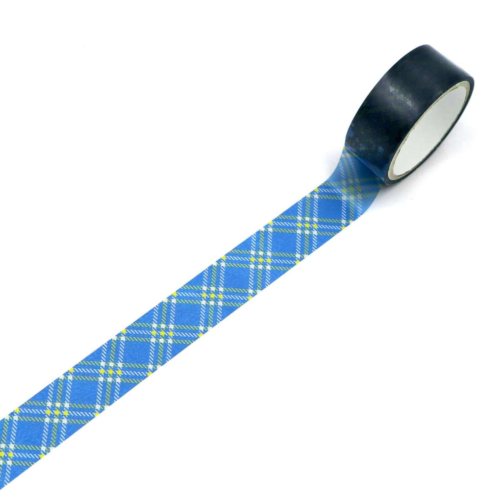 World Craft Decorative Tape Poppie Yellow and Blue Check PET Tape