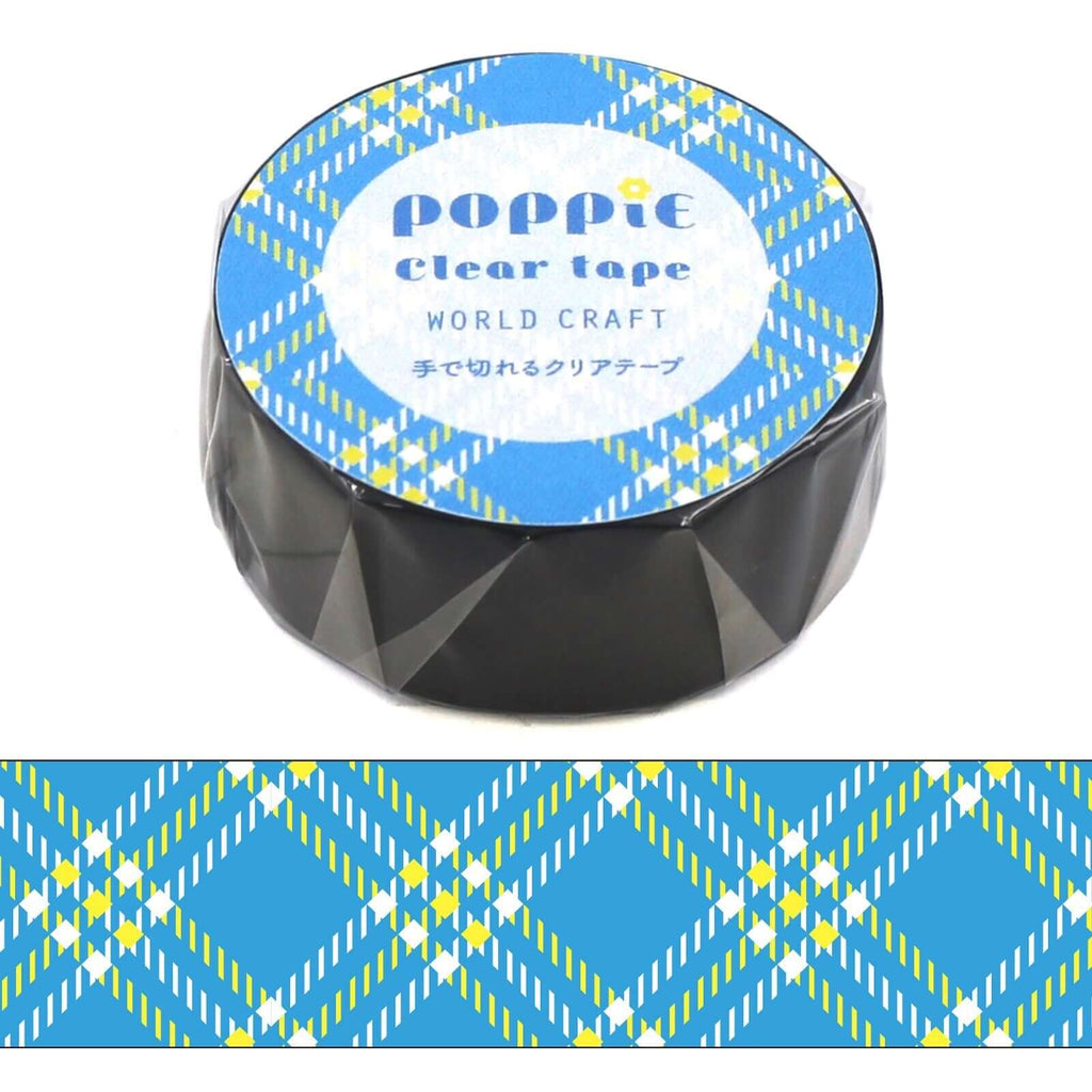 World Craft Decorative Tape Poppie Yellow and Blue Check PET Tape
