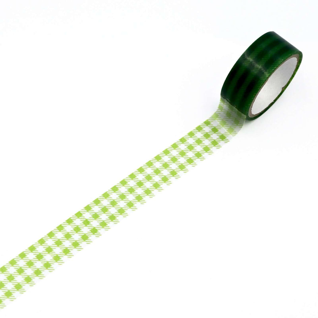World Craft Decorative Tape Poppie Yellow Green Check PET Tape