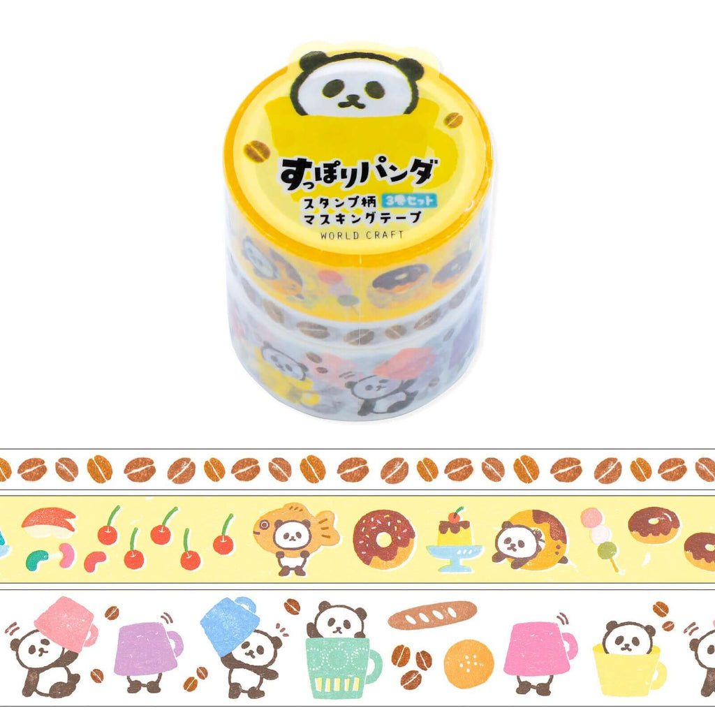 World Craft Decorative Tape Set of Three Panda Coffee and Cake Washi Tapes