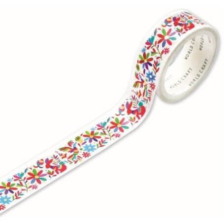 World Craft Flower and Rabbit Washi Tape in Mexican Tenango Pattern