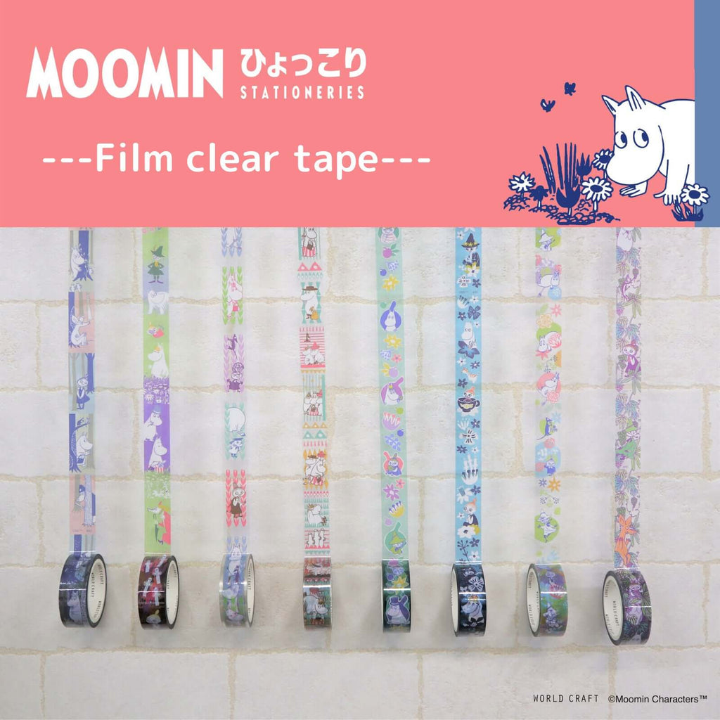 World Craft Moomin PET Clear Tape Flowers Blue