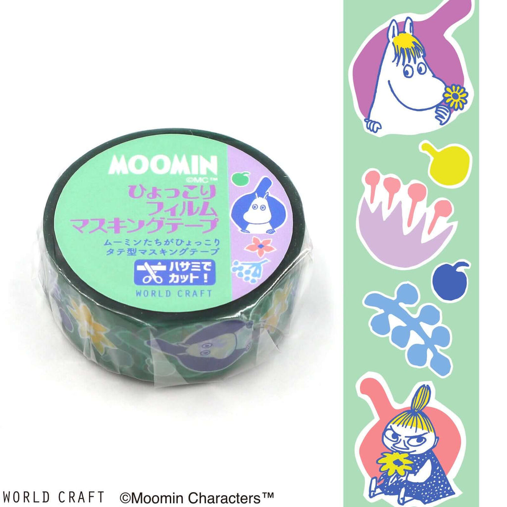 World Craft Moomin PET Clear Tape Flowers Light Green