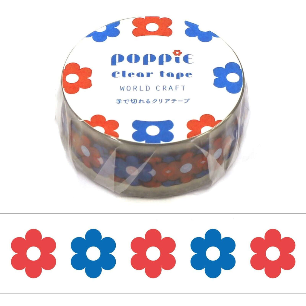 World Craft Poppie Blue and Red Retro Flower PET Tape
