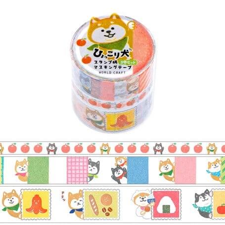 World Craft Washi Tape Kawaii Triple Pack of Shiba Inu Washi Tapes