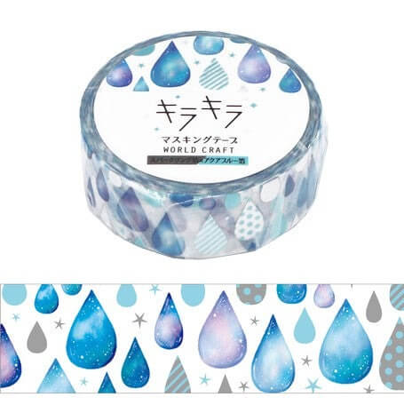 World Craft Washi Tape Silver Raindrop Pattern Washi Tape