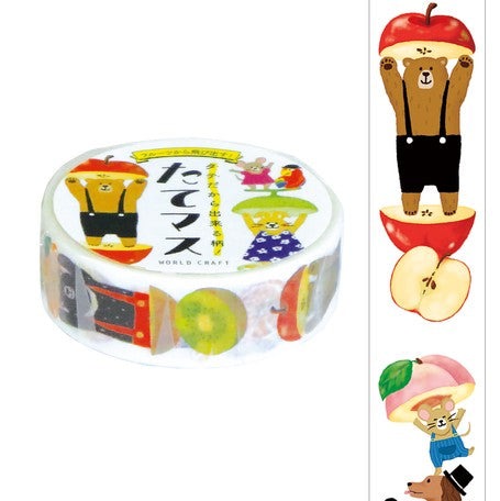 World Craft Washi Tape Vertical Animal and Fruit Washi Tape