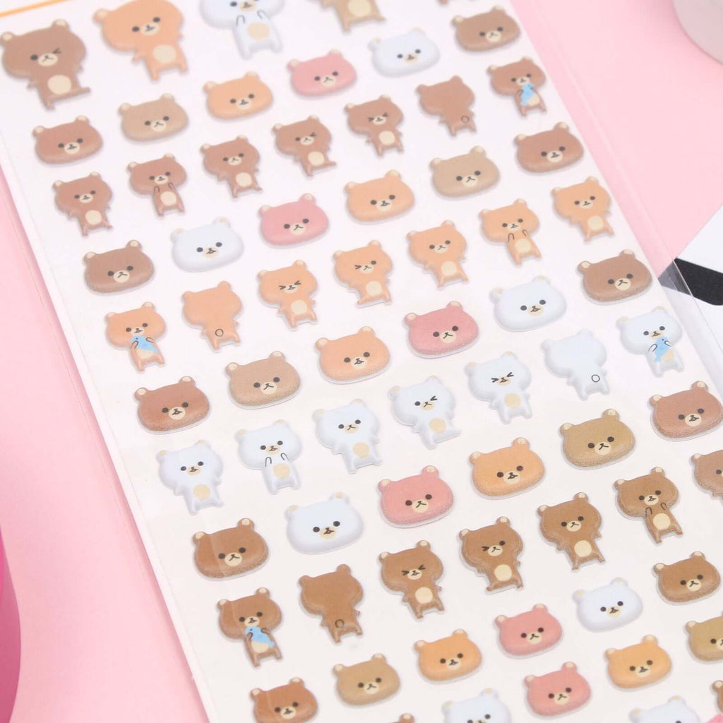 World Craft Stickers Kawaii 3D Puffy Bear Sticker Sheet