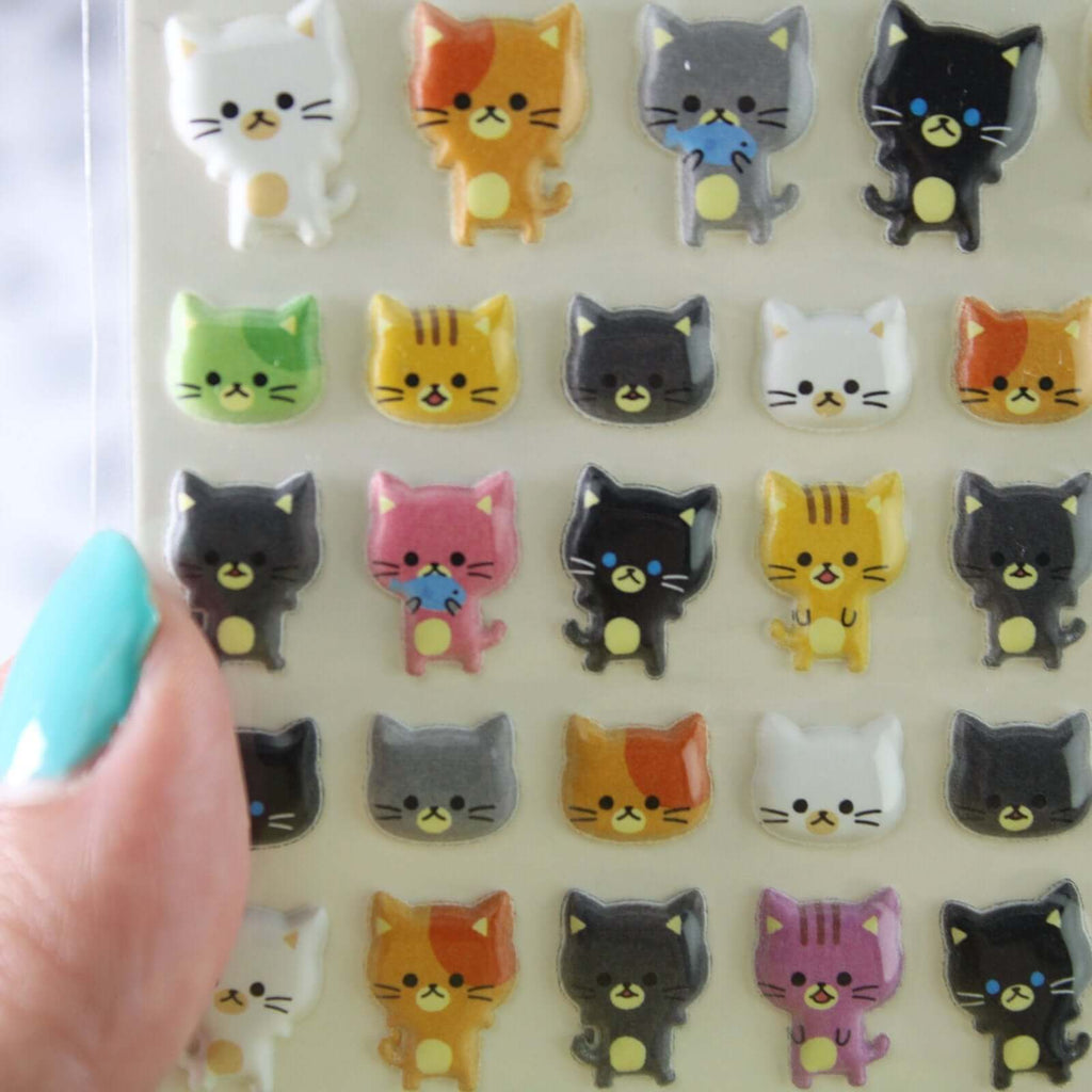 World Craft Stickers Kawaii 3D Puffy Cat Sticker Sheet